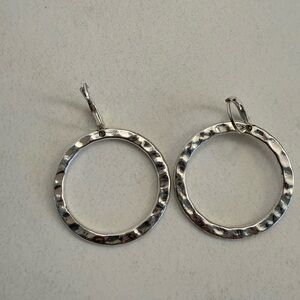 Silver Hammered Hoop Earrings